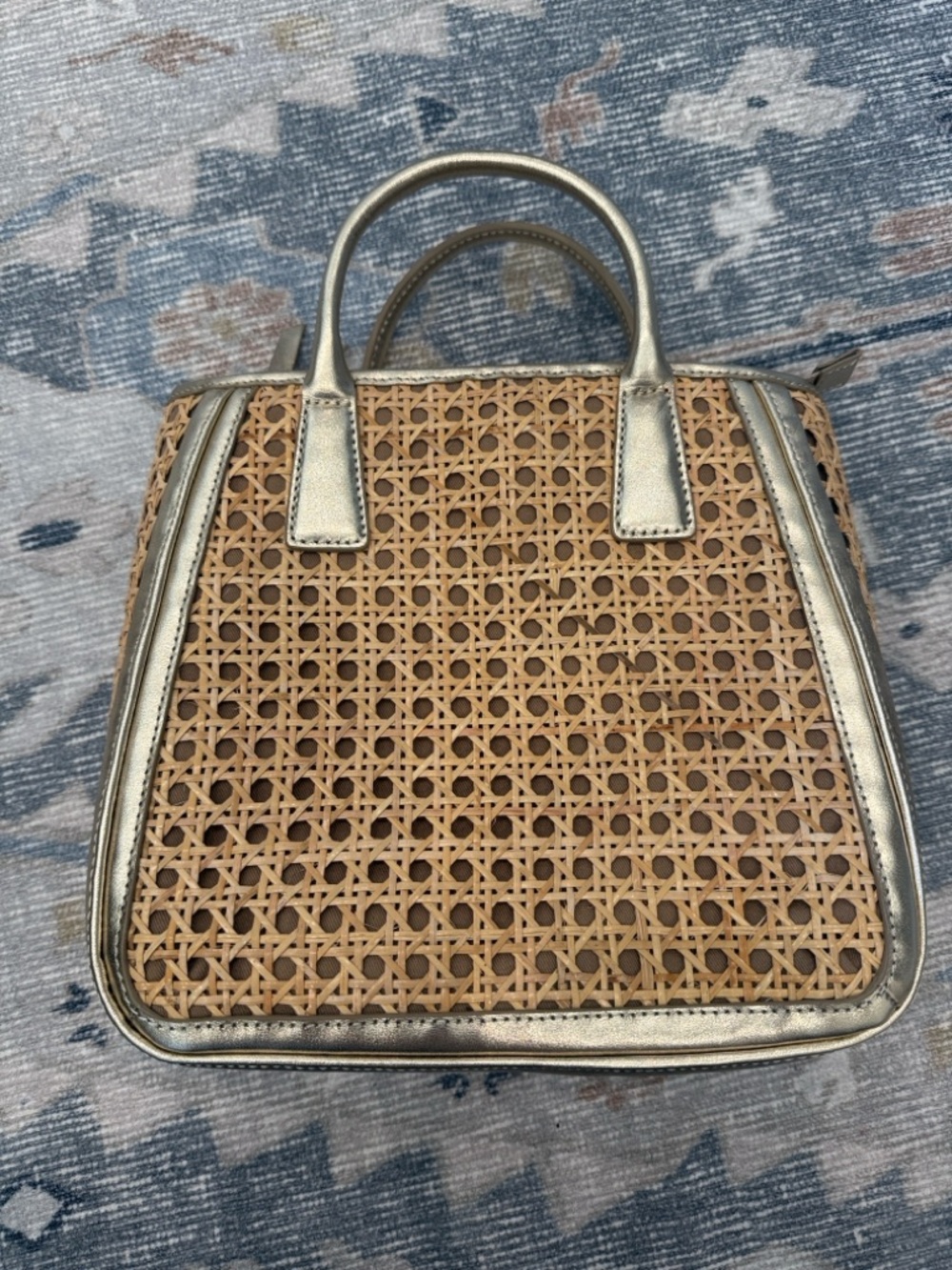 ⭐️ Talbots ⭐️ LIKE NEW ⭐️ METALLIC LEATHER RATTAN SATCHEL with STRAP ⭐️ - Picture 3 of 14